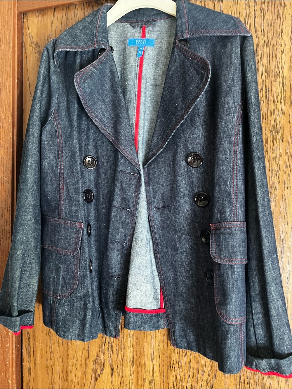 Escada Sport Denim Double-Breasted Jacket - Dark Indigo